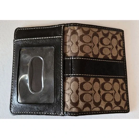 Coach Signature‎ C Monogram Wristlet Pouch Wallet Black Tan - Picture 8 of 11